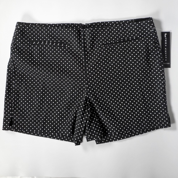 NWT Larry Levine Black with White Polka Dot 12 Cotton Stretch Shorts - Picture 2 of 8